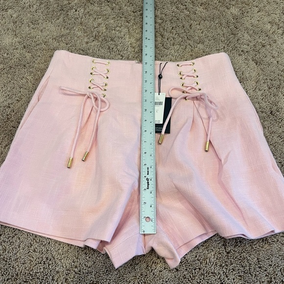 NWT new large Anthropologie aureta Madeline shorts candy pink laces linen blend - Picture 14 of 17